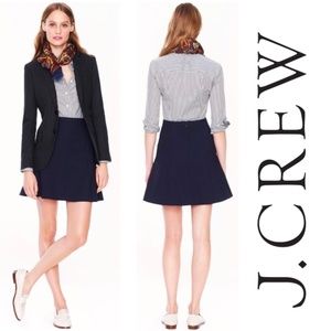 J. Crew Navy Fluted Skirt in Double Crepe